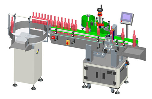 Vertikale røde vinmærkningsmaskiner automatisk med runde drejebordflasker fodringssystem transparente etiketter etikettemaskiner automatisk